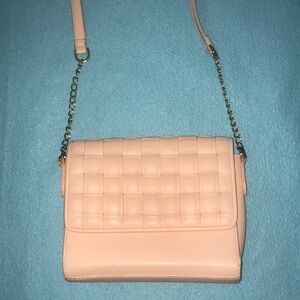 A NEW DAY quilted flap, magnetic closure gold chain and leather crossbody strap